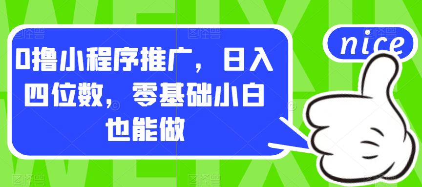 0撸小程序推广，日入四位数，零基础小白也能做【揭秘】-成可创学网