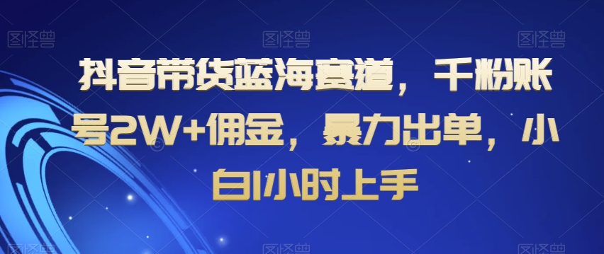 抖音带货蓝海赛道，千粉账号2W+佣金，暴力出单，小白1小时上手【揭秘】-成可创学网