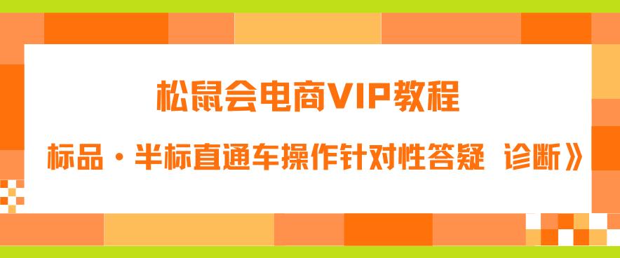 松鼠会电商VIP教程：松鼠《付费推广标品·半标直通车操作针对性答疑&诊断》-成可创学网