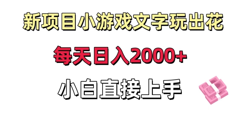 新项目小游戏文字玩出花日入2000+，每天只需一小时，小白直接上手【揭秘】-成可创学网