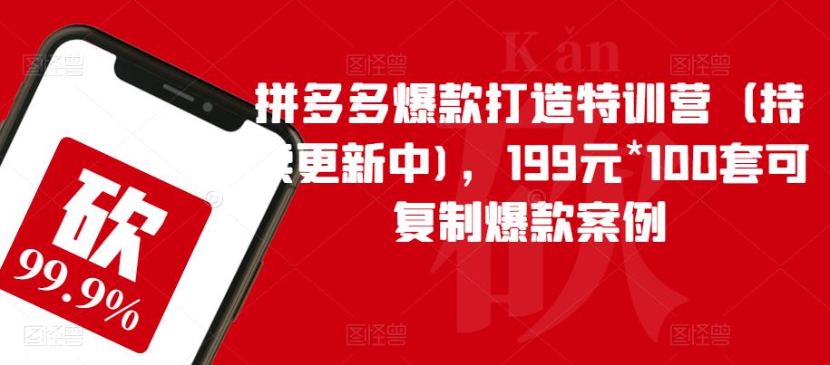 拼多多爆款打造特训营（持续更新中)，199元*100套可复制爆款案例-成可创学网