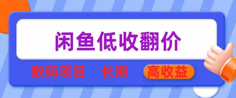 闲鱼低收翻价数码暴利项目，长期高收益【揭秘】-成可创学网