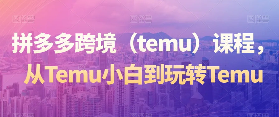 拼多多跨境（temu）课程，从Temu小白到玩转Temu-成可创学网