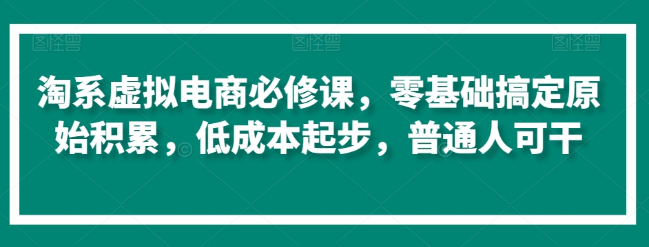 淘系虚拟电商必修课，零基础搞定原始积累，低成本起步，普通人可干-成可创学网