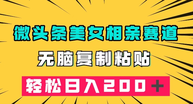 微头条冷门美女相亲赛道，无脑复制粘贴，轻松日入200＋【揭秘】-成可创学网