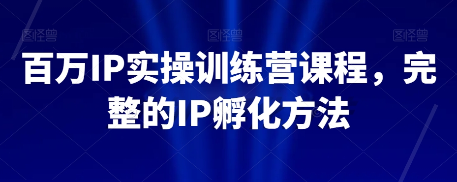 百万IP实操训练营课程，完整的IP孵化方法-成可创学网