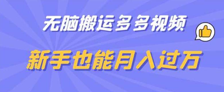 无脑搬运多多视频，新手也能月入过万【揭秘】-成可创学网