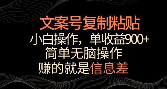 文案号掘金，简单复制粘贴，小白操作，单作品收益900+【揭秘】-成可创学网