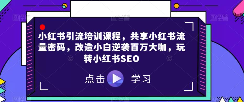 小红书引流培训课程，共享小红书流量密码，改造小白逆袭百万大咖，玩转小红书SEO-成可创学网