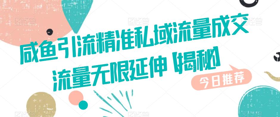 咸鱼引流精准私域流量成交流量无限延伸【揭秘】-成可创学网