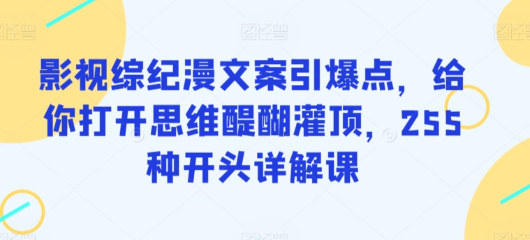 影视综纪漫文案引爆点，给你打开思维醍醐灌顶，255种开头详解课-成可创学网