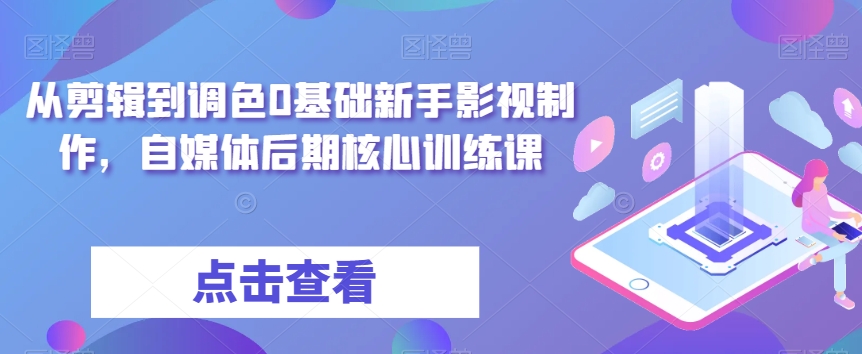 从剪辑到调色0基础新手影视制作，自媒体后期核心训练课-成可创学网