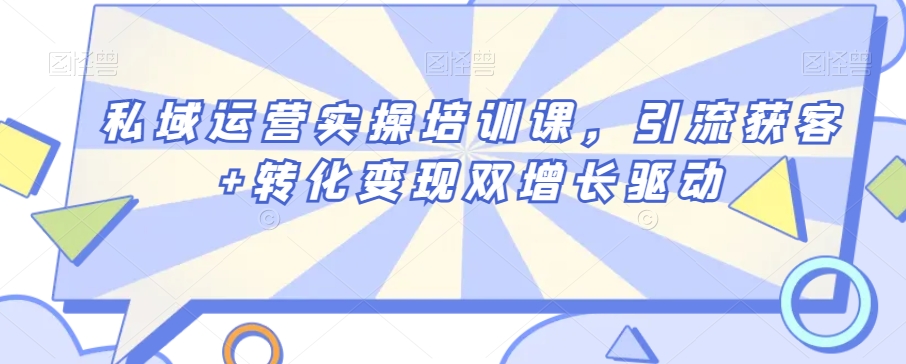 私域运营实操培训课，引流获客+转化变现双增长驱动-成可创学网