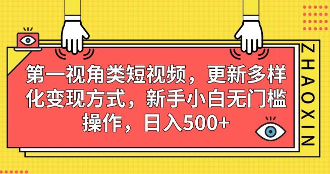 第一视角类短视频，更新多样化变现方式，新手小白无门槛操作，日入500+【揭秘】-成可创学网