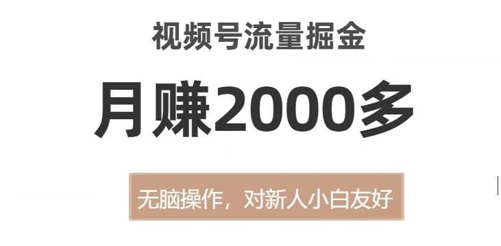 视频号流量掘金，无脑操作，对新人小白友好，月赚2000多【揭秘】-成可创学网