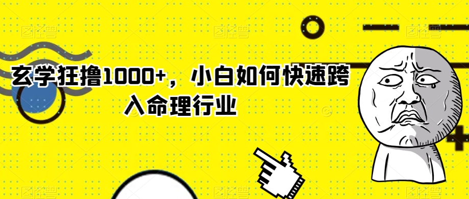 玄学狂撸1000+，小白如何快速跨入命理行业【揭秘】-成可创学网