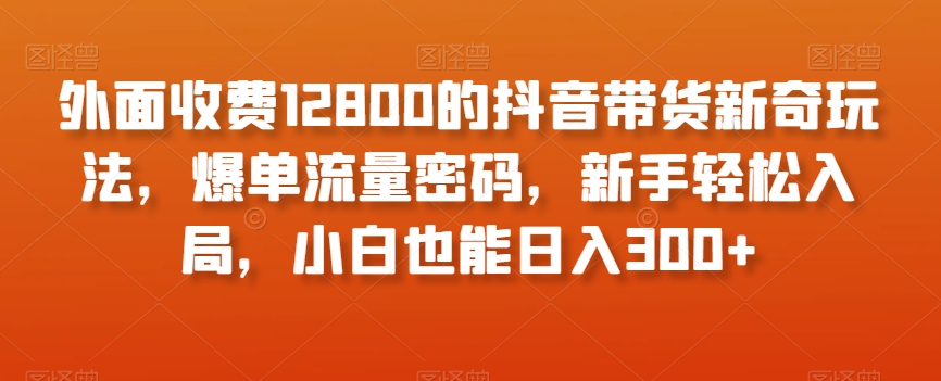 外面收费12800的抖音带货新奇玩法，爆单流量密码，新手轻松入局，小白也能日入300+【揭秘】-成可创学网