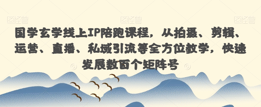 国学玄学线上IP陪跑课程，从拍摄、剪辑、运营、直播、私域引流等全方位教学，快速发展数百个矩阵号-成可创学网