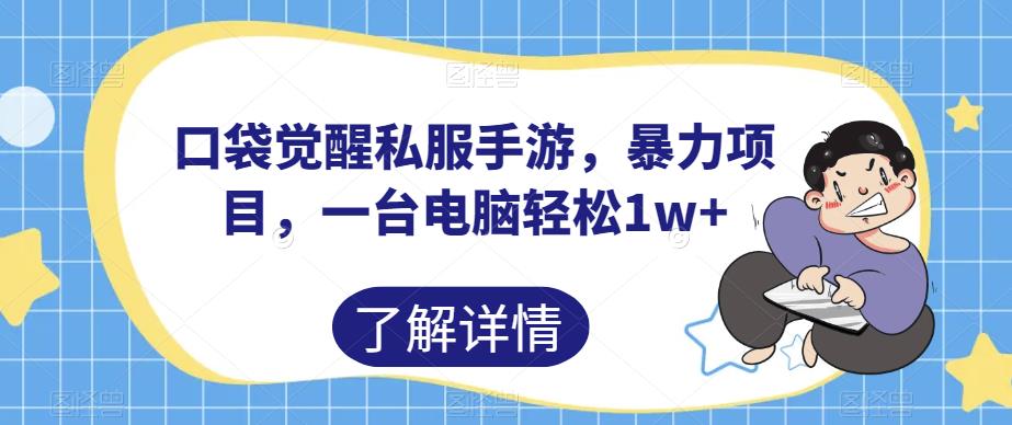 口袋觉醒私服手游，暴力项目，一台电脑轻松1w+【揭秘】-成可创学网