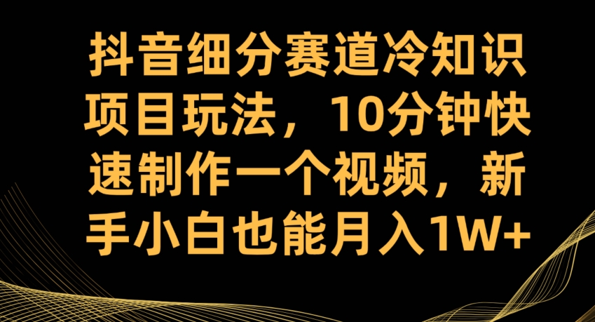 抖音细分赛道冷知识项目玩法，10分钟快速制作一个视频，新手小白也能月入1W+【揭秘】-成可创学网