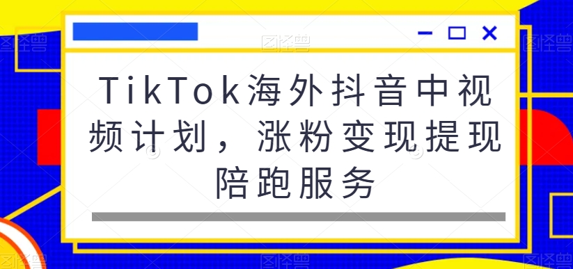 TikTok海外抖音中视频计划，涨粉变现提现陪跑服务-成可创学网