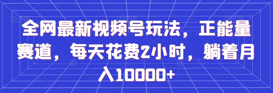 全网最新视频号玩法，正能量赛道，每天花费2小时，躺着月入10000+【揭秘】-成可创学网