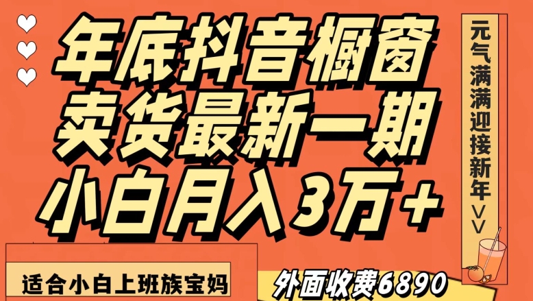 外面收费6890元年底抖音橱窗卖货最新一期，小白月入3万，适合小白上班族宝妈【揭秘】-成可创学网