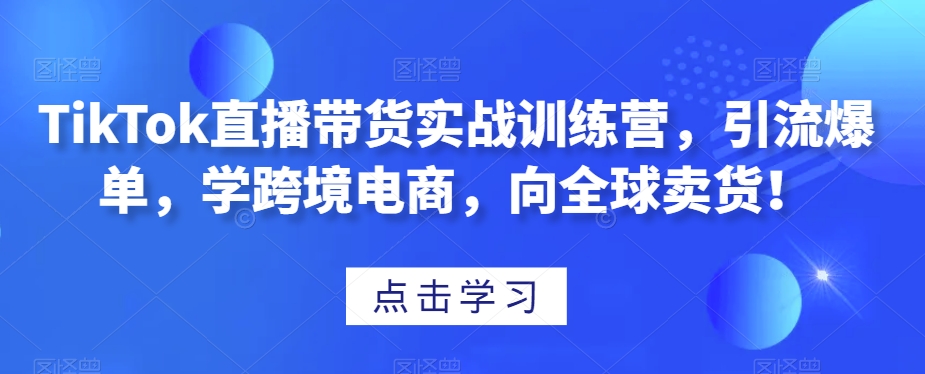 TikTok直播带货实战训练营，引流爆单，学跨境电商，向全球卖货！-成可创学网