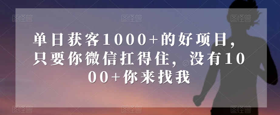 单日获客1000+的好项目，只要你微信扛得住，没有1000+你来找我【揭秘】-成可创学网