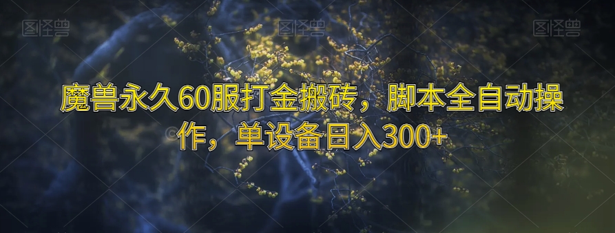 魔兽永久60服打金搬砖，脚本全自动操作，单设备日入300+【揭秘】-成可创学网