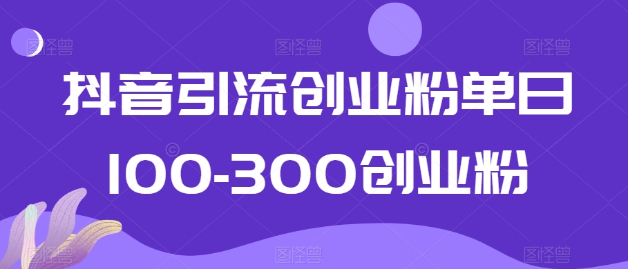 抖音引流创业粉单日100-300创业粉【揭秘】-成可创学网