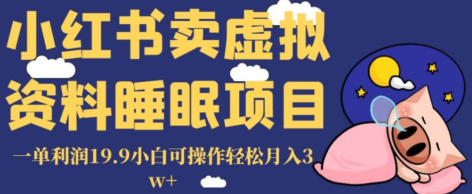 小红书卖虚拟资料睡眠项目，一单利润19.9小白可操作轻松月入3w+【揭秘】-成可创学网