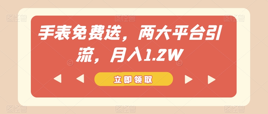 手表免费送，两大平台引流，月入1.2W【揭秘】-成可创学网