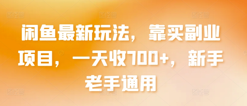 闲鱼最新玩法，靠买副业项目，一天收700+，新手老手通用【揭秘】-成可创学网