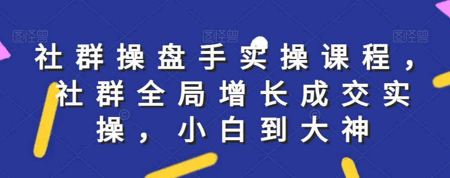 社群实操课程，社群全局增长成交实操，小白到大神-成可创学网