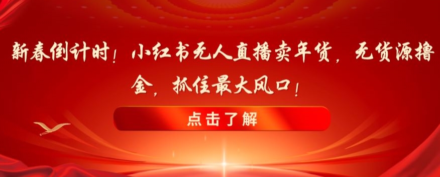 新春倒计时！小红书无人直播卖年货，无货源撸金，抓住最大风口【揭秘】-成可创学网