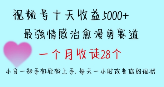 十天收益5000+，多平台捞金，视频号情感治愈漫剪，一个月收徒28个，小白一部手机轻松上手【揭秘】-成可创学网