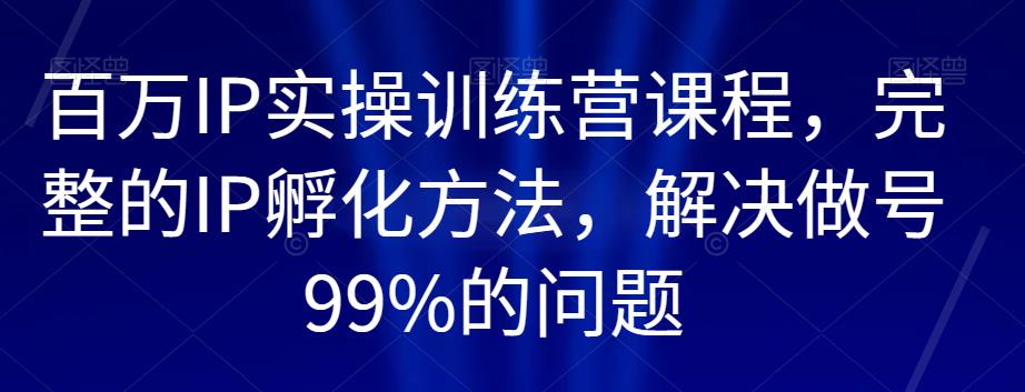 百万IP实操训练营课程，完整的IP孵化方法，解决做号99%的问题-成可创学网