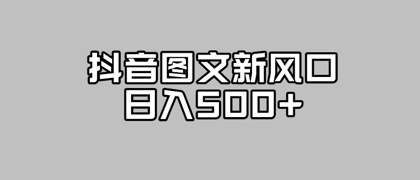 抖音图文最新风口，流量扶持非常高，日入500+【揭秘】-成可创学网