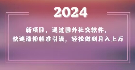 2024新项目，通过国外社交软件，快速涨粉精准引流，轻松做到月入上万【揭秘】-成可创学网