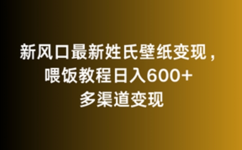 新风口最新姓氏壁纸变现，喂饭教程日入600+【揭秘】-成可创学网