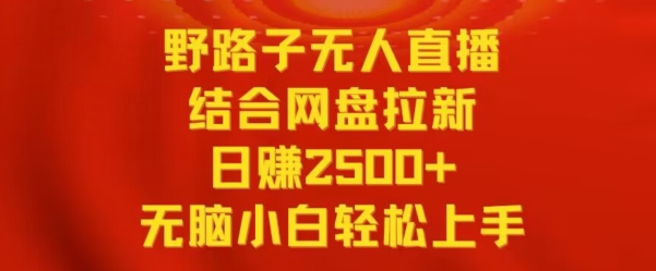 野路子无人直播结合网盘拉新，日赚2500+，小白无脑轻松上手【揭秘】-成可创学网