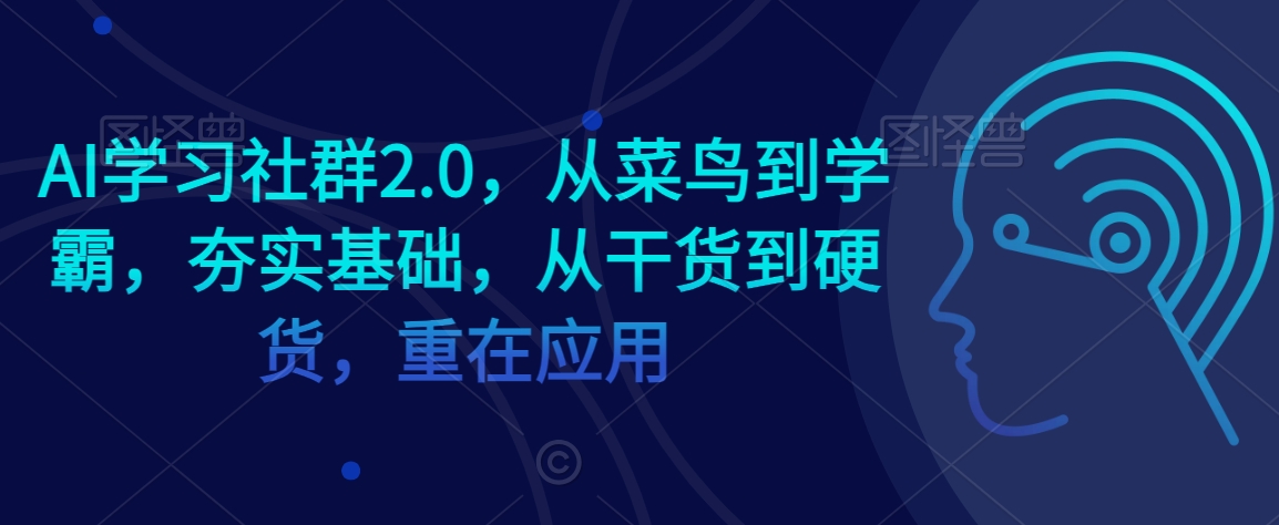 AI学习社群2.0，从菜鸟到学霸，夯实基础，从干货到硬货，重在应用-成可创学网