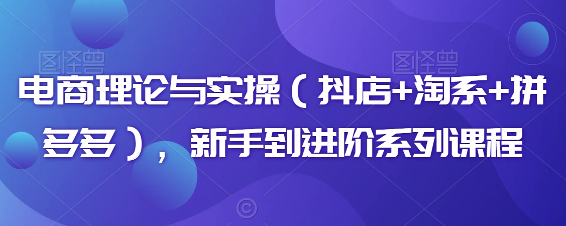 电商理论与实操（抖店+淘系+拼多多），新手到进阶系列课程-成可创学网