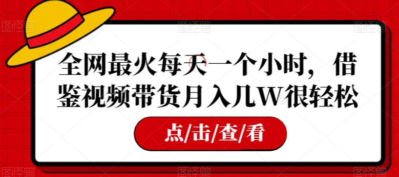 全网最火每天一个小时，借鉴视频带货月入几W很轻松【揭秘】-成可创学网