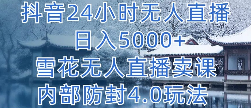 抖音24小时无人直播 日入5000+，雪花无人直播卖课，内部防封4.0玩法【揭秘】-成可创学网