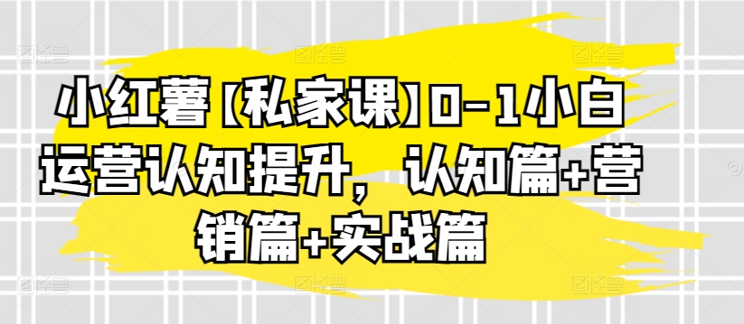 小红薯【私家课】0-1小白运营认知提升，认知篇+营销篇+实战篇-成可创学网