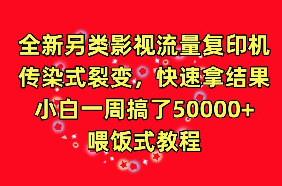 全新另类影视流量复印机，传染式裂变，快速拿结果，小白一周搞了50000+，喂饭式教程【揭秘】-成可创学网