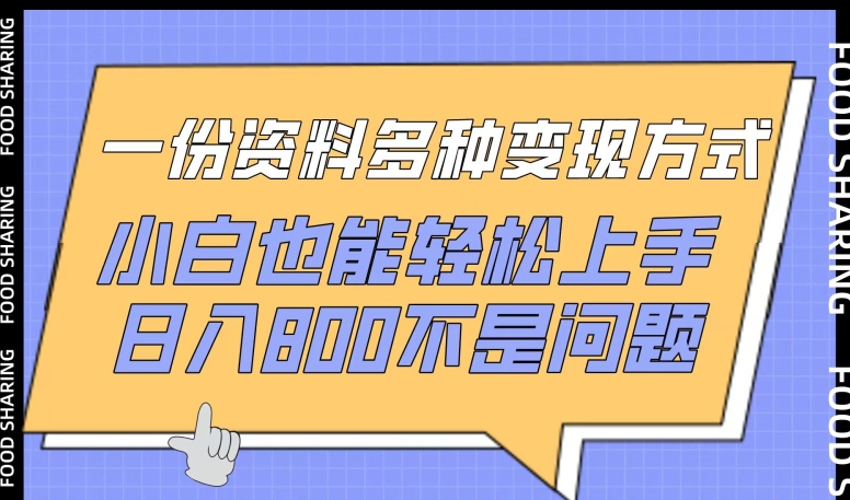 一份资料多种变现方式，小白也能轻松上手，日入800不是问题【揭秘】-成可创学网