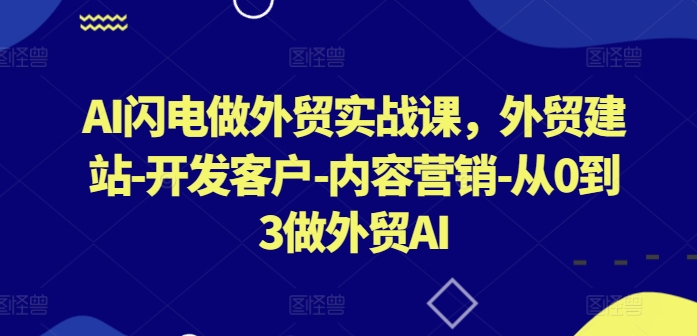 AI闪电做外贸实战课，​外贸建站-开发客户-内容营销-从0到3做外贸AI-成可创学网